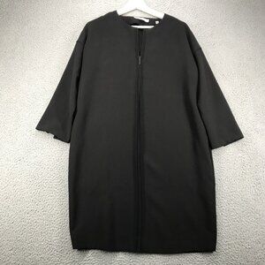 VINCE Dress Womens Size SMALL‎ Black Shift Zip Front Seam Half Sleeve w/ Pockets